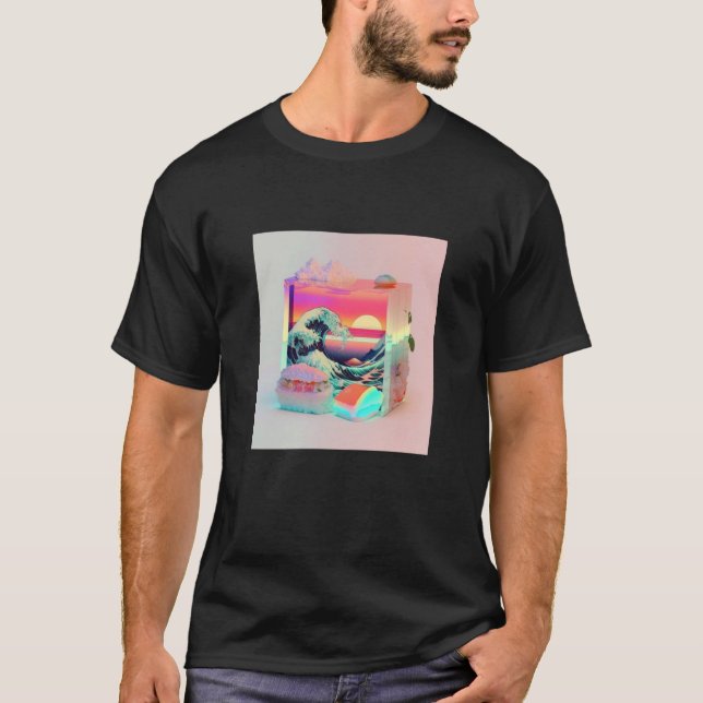 Camiseta Vaperwave Aesthetic Glitch Sushi Retrowave Synthwa (Anverso)