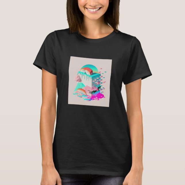 Camiseta Vaperwave Aesthetic Glitch Sushi Retrowave Synthwa (Anverso)