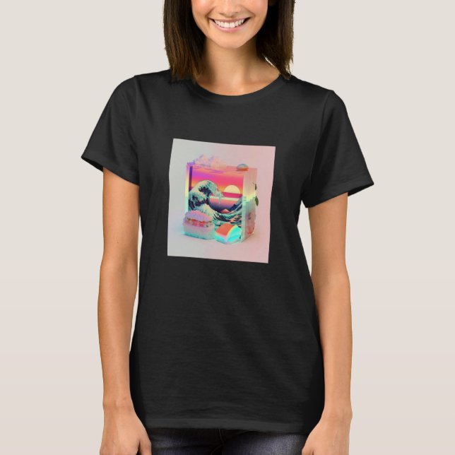 Camiseta Vaperwave Aesthetic Glitch Sushi Retrowave Synthwa (Anverso)