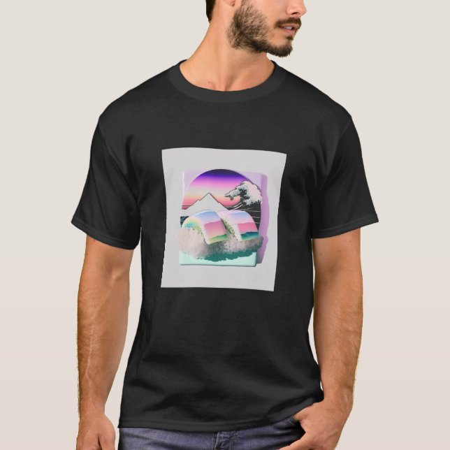 Camiseta Vaperwave Aesthetic Glitch Sushi Retrowave Synthwa (Anverso)