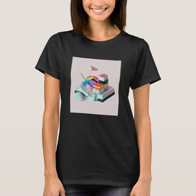 Camiseta Vaperwave Aesthetic Glitch Sushi Retrowave Synthwa (Anverso)