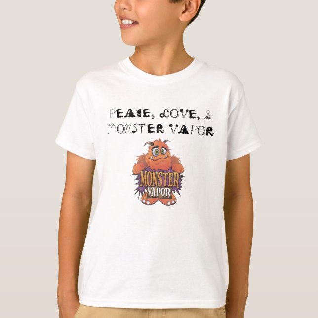 Camiseta vapor del monstruo, PAZ, AMOR, y VAPOR del (Anverso)