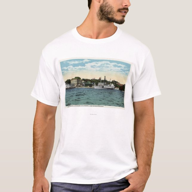 Camiseta Vapor del Mt. Washington en el muelle de Wolfeboro (Anverso)