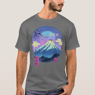 Camiseta Vapor Paisaje Fuji Montaña Sakura Arte Japonés