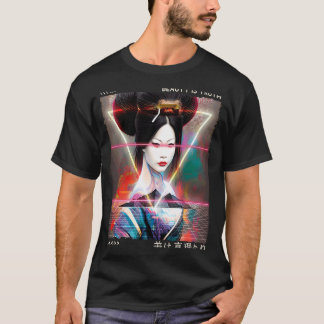 Camiseta Vaporvave Glitch Futurista Ciber Japonés Retro G