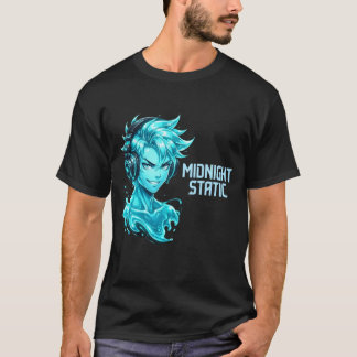 Camiseta Vaporwa de Anime Líquido Chico Auriculares Estátic
