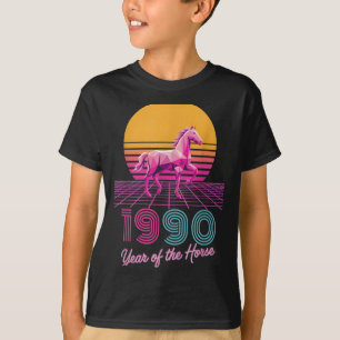 Camiseta Vaporwave 1990 Año del Caballo Jinete Lunar Zodia