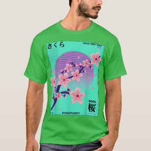 Camiseta Vaporwave 90 Florecimiento de cerezo Grung japonés