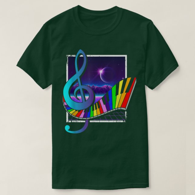 Camiseta Vaporwave 90 Music Synthwave Colorful Keyboards T (Diseño del anverso)
