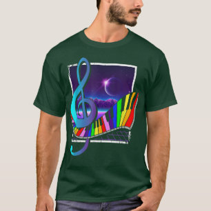 Camiseta Vaporwave 90 Music Synthwave Colorful Keyboards T