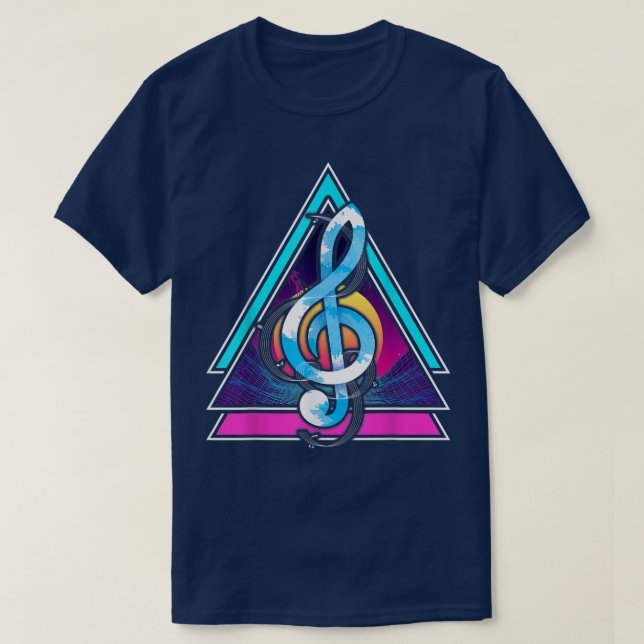 Camiseta Vaporwave 90s Art Music Lover Synthwave Treble Cle (Diseño del anverso)