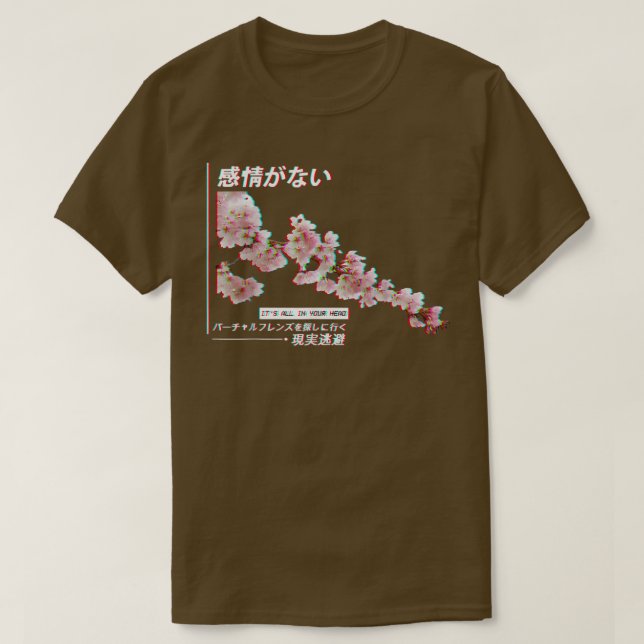 Camiseta Vaporwave Aesthetic Cherry Blossom, Glitch Japan A (Diseño del anverso)