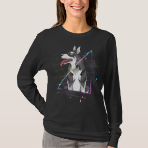 Camiseta Vaporwave Aesthetic Dog Animal Mascota Siberian Hu