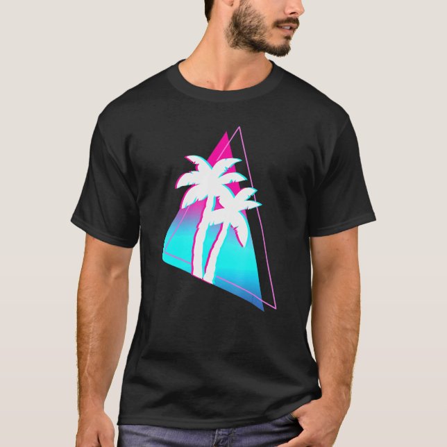 Camiseta Vaporwave Aesthetic Palm Trees 90s Art Tropical Su (Anverso)