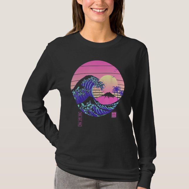 Camiseta Vaporwave Aesthetic Wave Off Kanagawa Japanese Ret (Anverso)