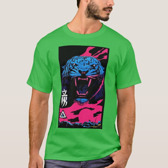 Camiseta Vaporwave Animal Printiger Modern Fashion Cyberpun (Anverso)