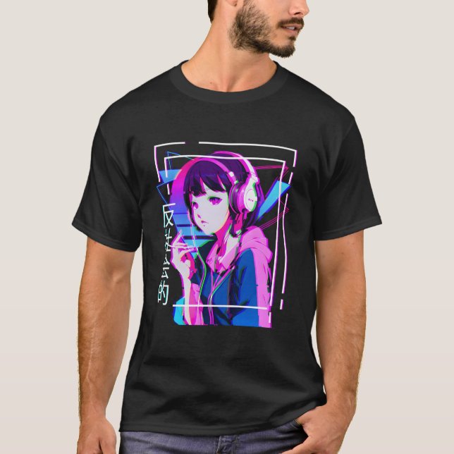 Camiseta Vaporwave Anime Chica japonés Indie Alt Estético (Anverso)