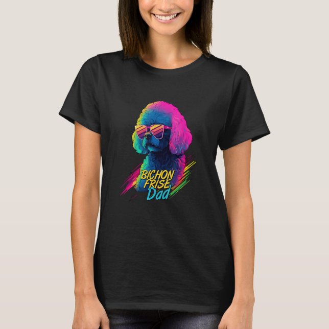 Camiseta Vaporwave Bichon Frise Dad Futurista Bichon Frise (Anverso)