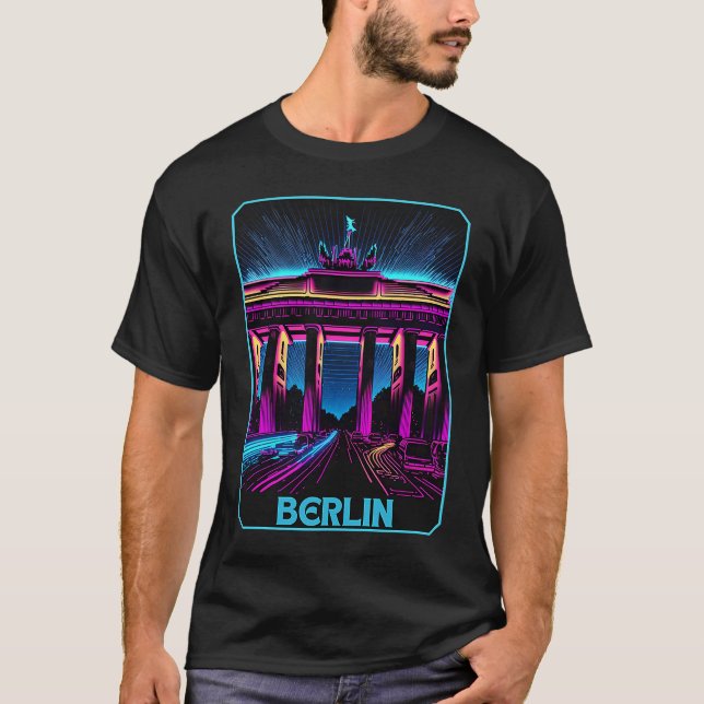 Camiseta Vaporwave Brandenburg Gate Berlin Alemania Retro 8 (Anverso)