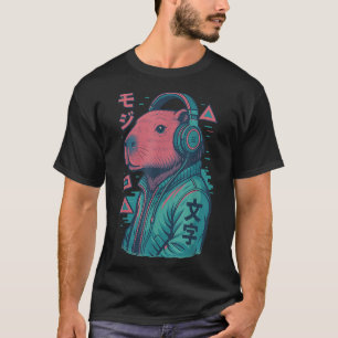 Camiseta Vaporwave Capybara Anime de arte japonés Manga Uki