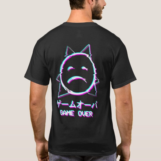 Camiseta Vaporwave Chica triste estético Sad Boy Game Over  (Reverso)
