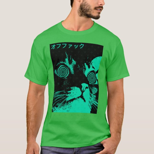 Camiseta Vaporwave Cool Cat Japanese Urban Neon Style boy r (Anverso)