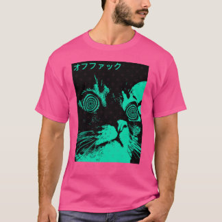 Camiseta Vaporwave Cool Cat Japanese Urban Neon Style gift