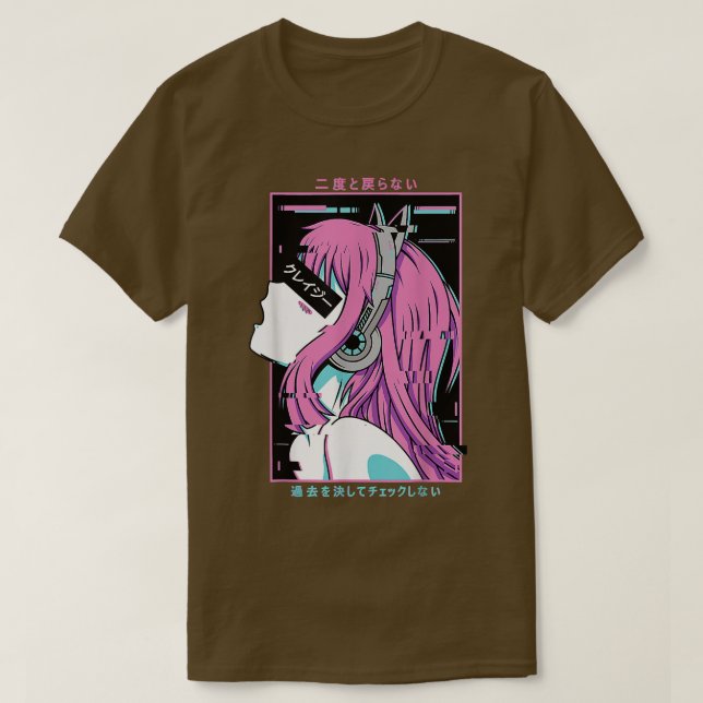 Camiseta Vaporwave Crazy Waifu Anime Estético  (Diseño del anverso)