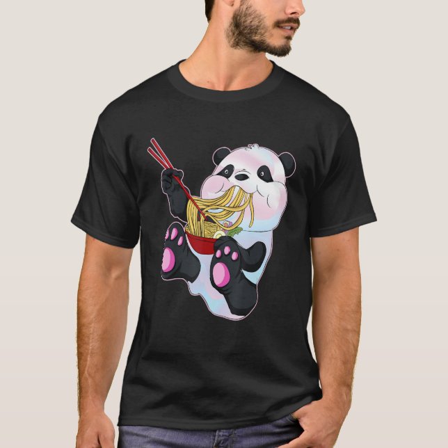 Camiseta Vaporwave Cute Panda Bear Pastel Gótico Ramen (Anverso)