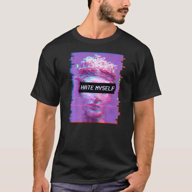 Camiseta Vaporwave David Estatua Triste Arte Estético Odiar (Anverso)