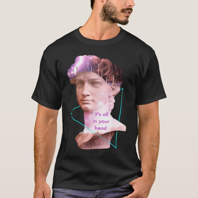 Camiseta Vaporwave David Statue It's All In Your Head Storm (Anverso)