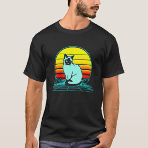 Camiseta Vaporwave de gato retro siamés