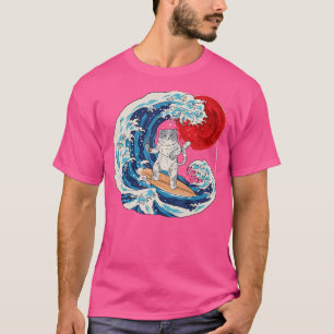 Camiseta Vaporwave El Neko Japonés Gran Ola De Gatos Sushi 