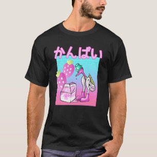 Camiseta Vaporwave Fresa Leche Bird Kanpai Diversión