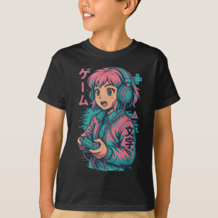 Camiseta Vaporwave Gamer Chica arte japonés Anime Manga Gra