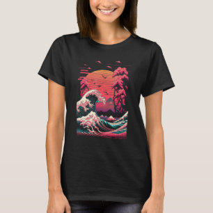 Camiseta Vaporwave Glitch Estética Gran Ola de Kanagawa