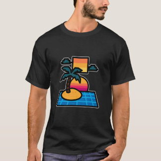Camiseta Vaporwave Island Retro Sunset