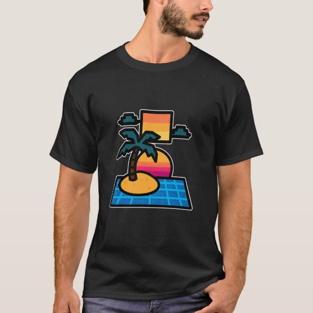 Camiseta Vaporwave Island Retro Sunset (Anverso)