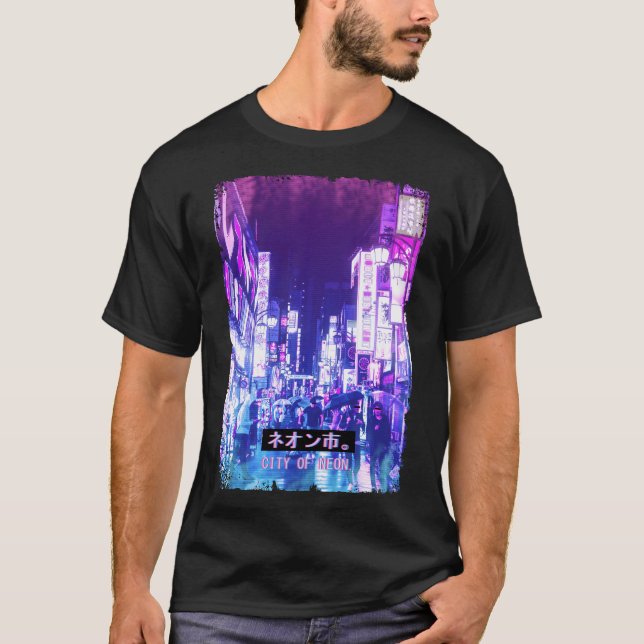 Camiseta Vaporwave Japan Street Fashion Tokyo City Rush (Anverso)