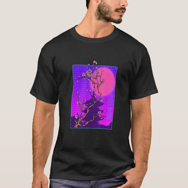 Camiseta Vaporwave Japanese Cherry Blossom Japan Sakura Flo (Anverso)