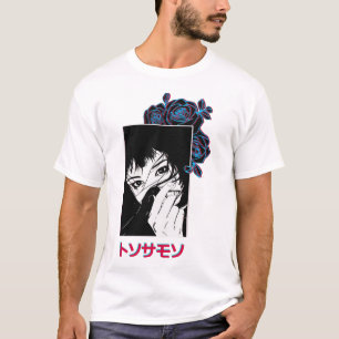 Camiseta Vaporwave Japanese Girl Rose Ornament 