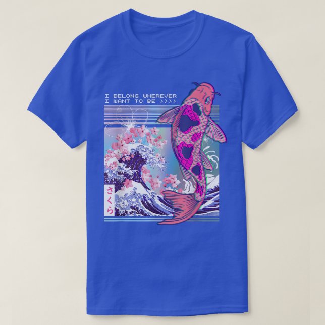 Camiseta Vaporwave Japanese Koi Sakura Cherry Blossom Nishi (Diseño del anverso)