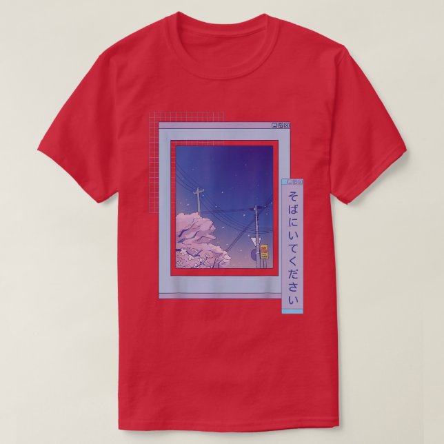 Camiseta Vaporwave Japanese Night City Cherry Blossom Brows (Diseño del anverso)