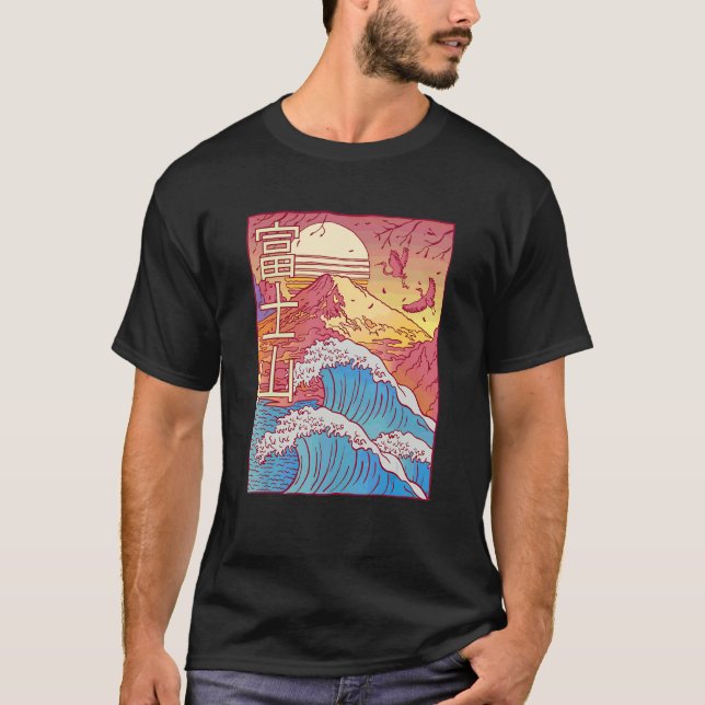 Camiseta Vaporwave Japonés Estilo Japón 80 Ola de Kan de lo (Anverso)