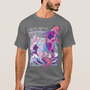 Camiseta Vaporwave Japonés Koi Sakura Cherry Blossom Nishi