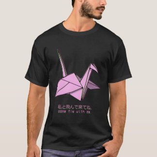 Camiseta Vaporwave Japonés Manga Paper Crane Estética Lon