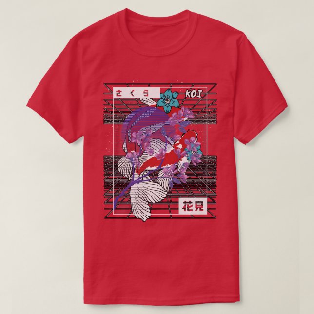 Camiseta Vaporwave Koi Fish Japan Sakura Carp Breeder (Diseño del anverso)