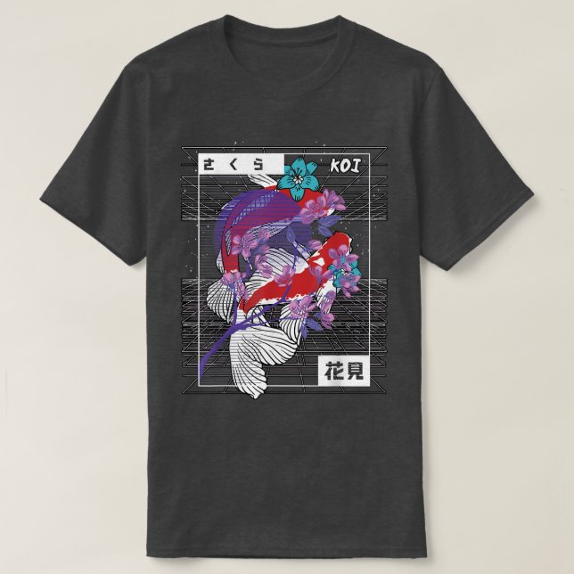 Camiseta Vaporwave Koi Fish Japan Sakura Carp Breeder1344 (Diseño del anverso)