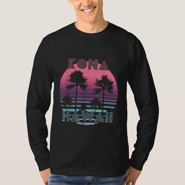 Camiseta Vaporwave Kona Hawaii Sunset Sun Surf Throwback Re (Anverso)