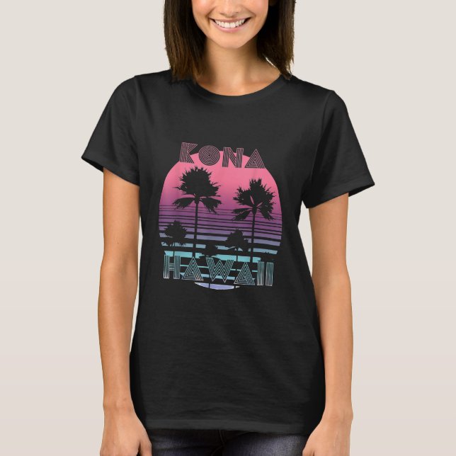 Camiseta Vaporwave Kona Hawaii Sunset Sun Surf Throwback Re (Anverso)